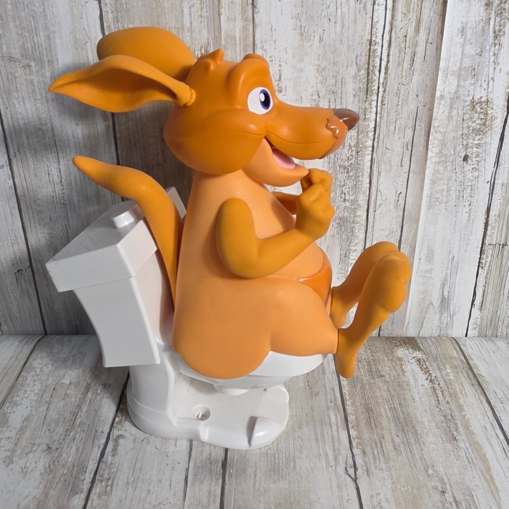 Animated Kangaroo on Toilet by Koose Games Battery Operated Orange White Gag